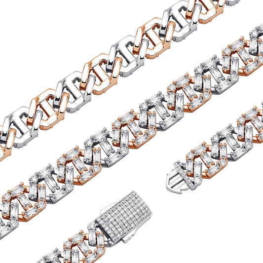 12mm Baguette Chain Link Bracelet