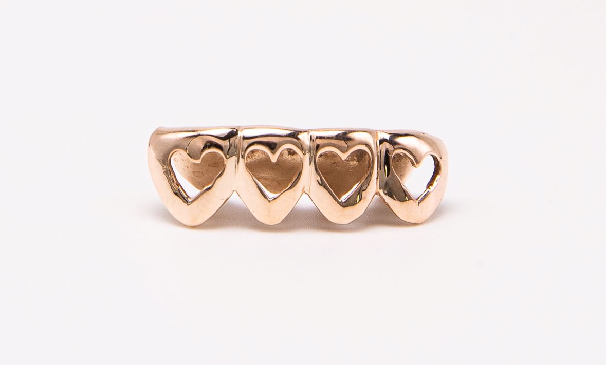 The Hopeless Romantic - Rose Gold 4 Teeth Heart Cutout