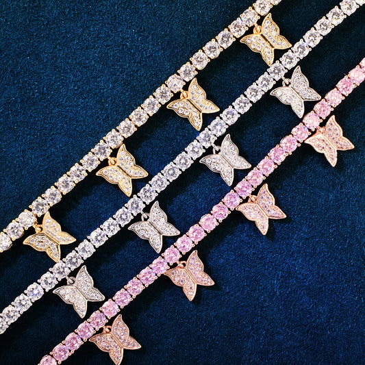 Butterfly 4mm Tennis Chain Necklace