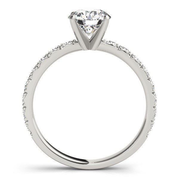 14k White Gold Single Row Shank Round Diamond Engagement Ring (1 1/3 cttw)