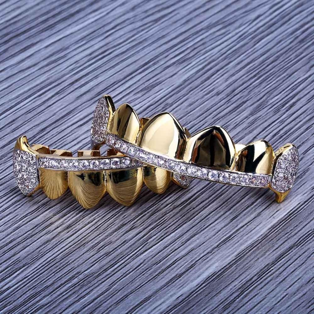 6 Tooth Micro Pave Cubic Zirconia Grillz Tips and Vampire Fangs