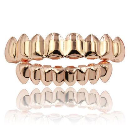 8/8 Gold Teeth Grillz Set Top & Bottom
