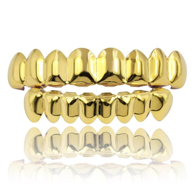 8/8 Gold Teeth Grillz Set Top & Bottom