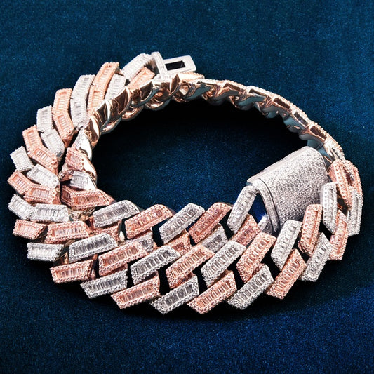 17MM Two Tone Baguette Necklace