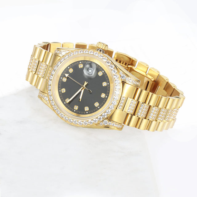 Red Dial Mens Gold Finish Watches