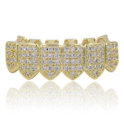6 Top & 6 Bottom Micro Pave Cz Stones Teeth Grills Set