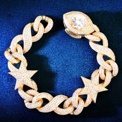 Golden Color Star Miami Cuban Bracelet
