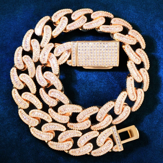 Miami Cuban Chain Baguette Hip Hop Necklace 17mm