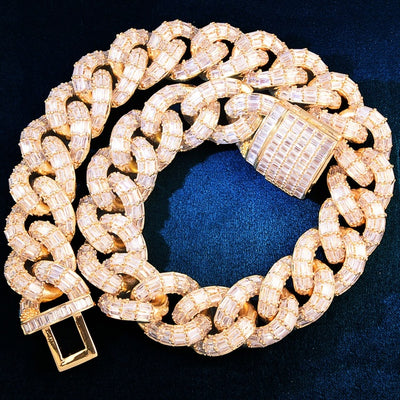 21mm Baguette Miami Cuban Necklace