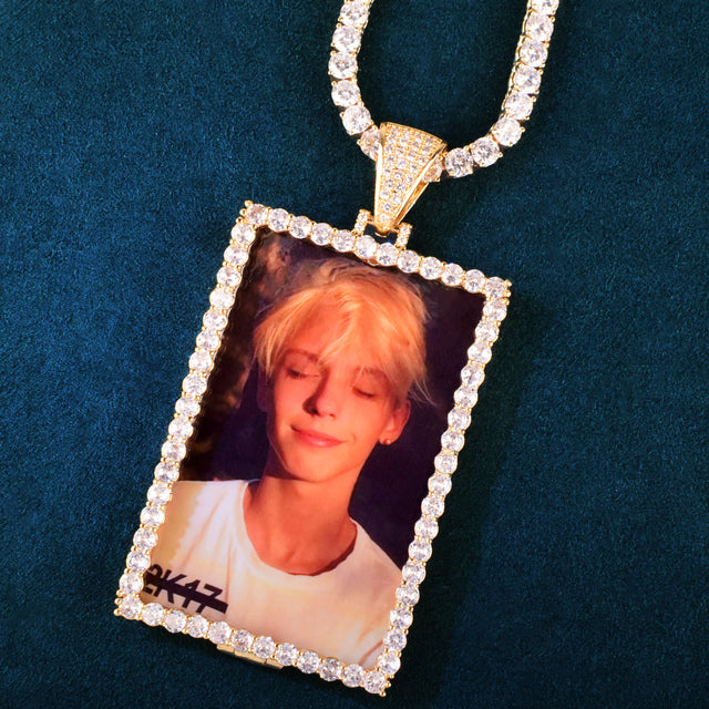 Square Medallions Photo Necklace