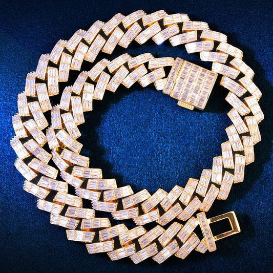 15mm Full Baguette Zircon Miami Cuban Necklace