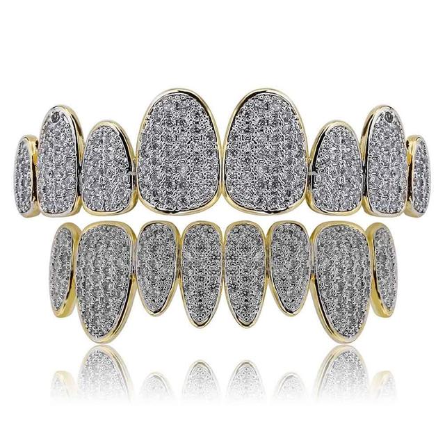 8 Top & 8 Bottom Iced Out Teeth Grillz
