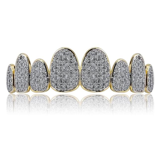 8 Top & 8 Bottom Iced Out Teeth Grillz