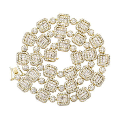 12mm Baguette & Round Necklace