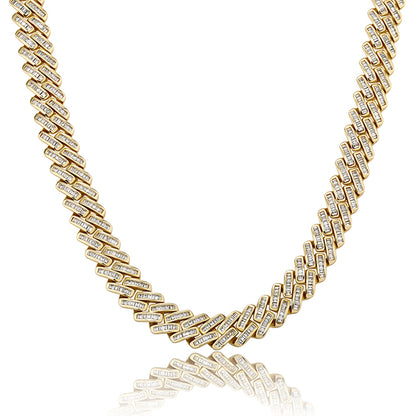 12mm Baguette Prong Cuban Link Necklace