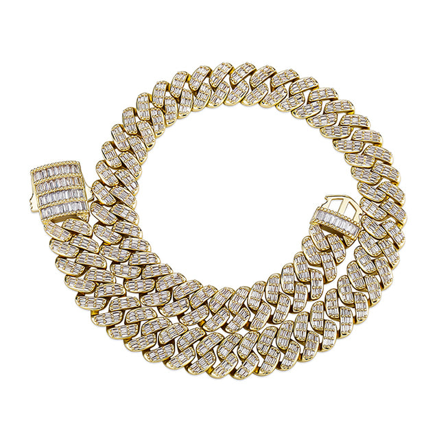 16mm Luxury Baguette Prong Set Cuban Necklace