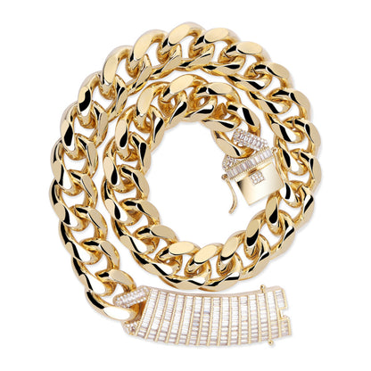 18mm Long Lock Clasp Cuban Necklace