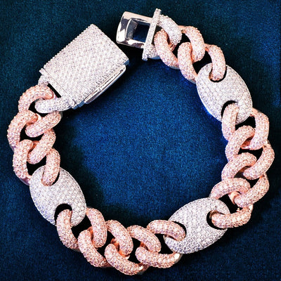 18MM Mixed Color Cuban Chain Bracelet