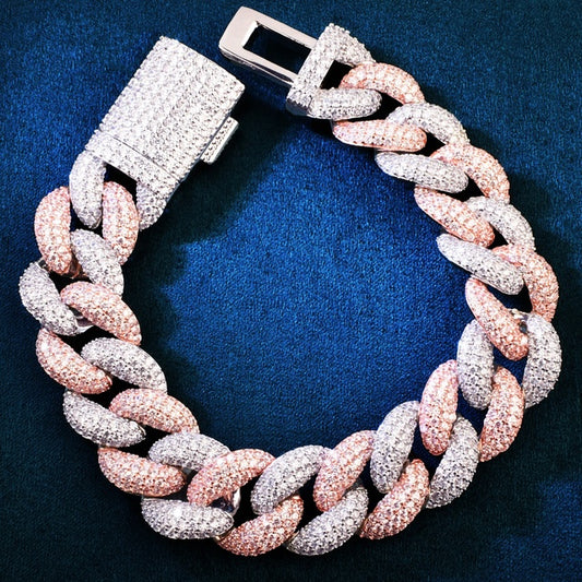 19mm Mixed Color Miami Cuban Chain Bracelet