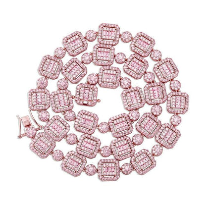 12mm Baguette & Round Necklace