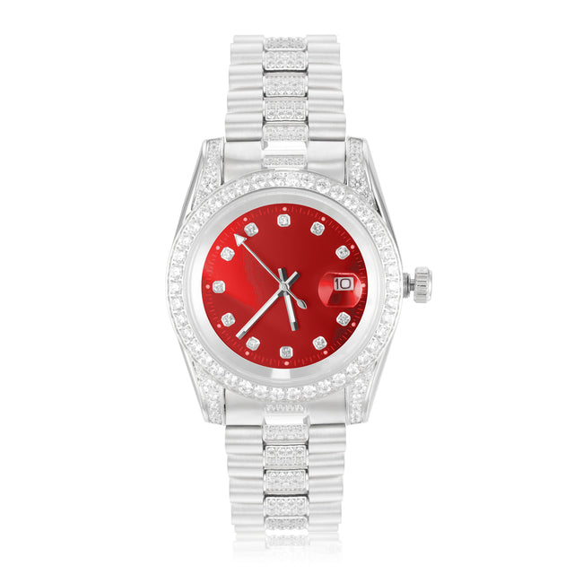 Red Dial Mens Gold Finish Watches