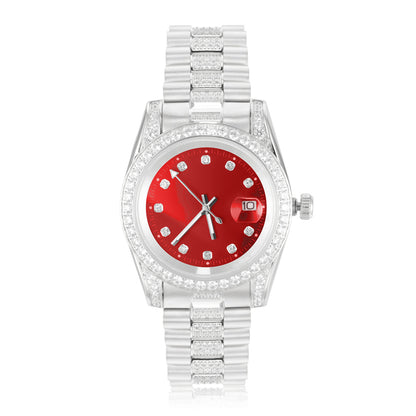 Red Dial Mens Gold Finish Watches