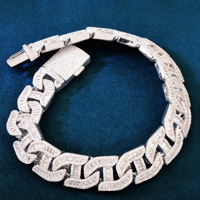 17MM Baguette Bracelet Miami Cuban Chain
