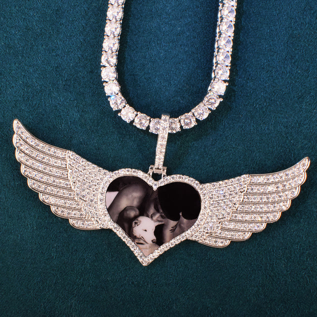Heart Wing Photo Necklace