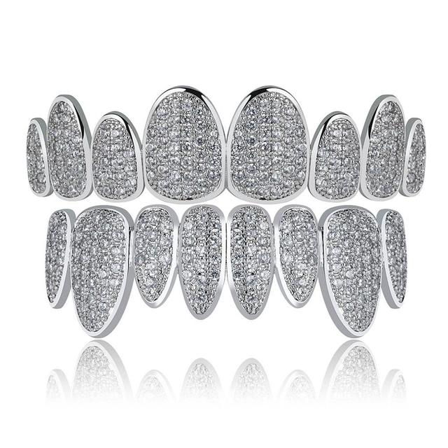 8 Top & 8 Bottom Iced Out Teeth Grillz