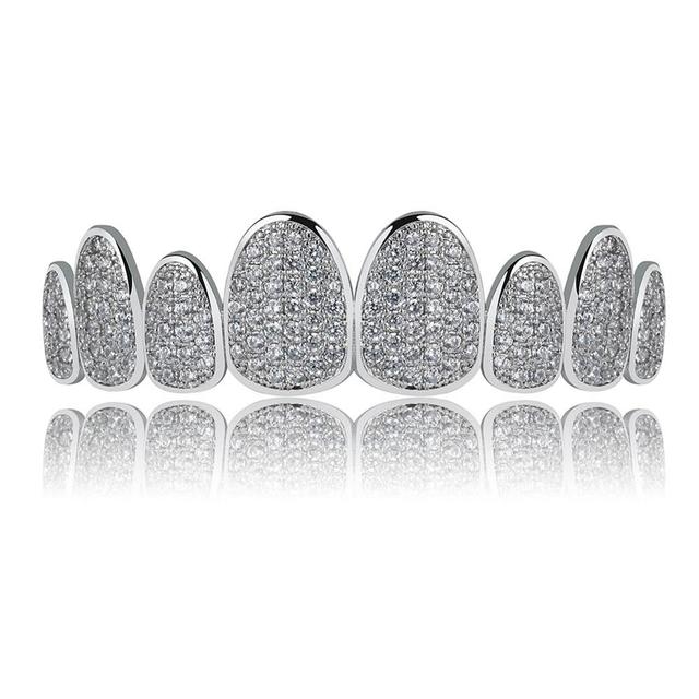 8 Top & 8 Bottom Iced Out Teeth Grillz