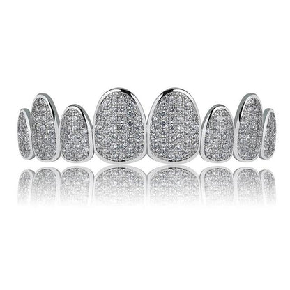 8 Top & 8 Bottom Iced Out Teeth Grillz