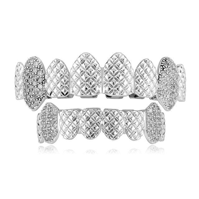 8 Top & 8 Bottom Iced Out CZ  Grill Set