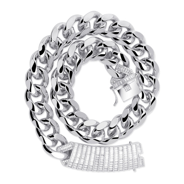 18mm Long Lock Clasp Cuban Necklace