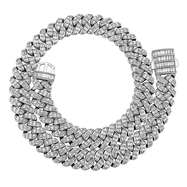 16mm Luxury Baguette Prong Set Cuban Necklace