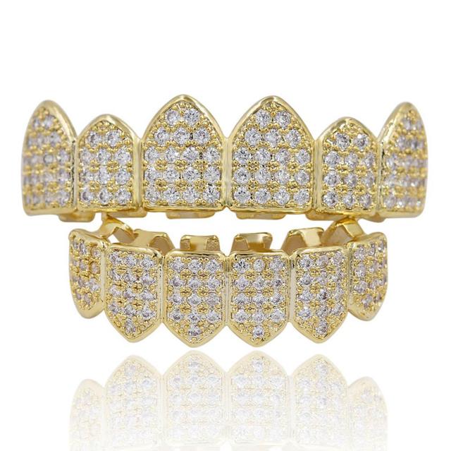 6 Top & 6 Bottom Micro Pave Cz Stones Teeth Grills Set